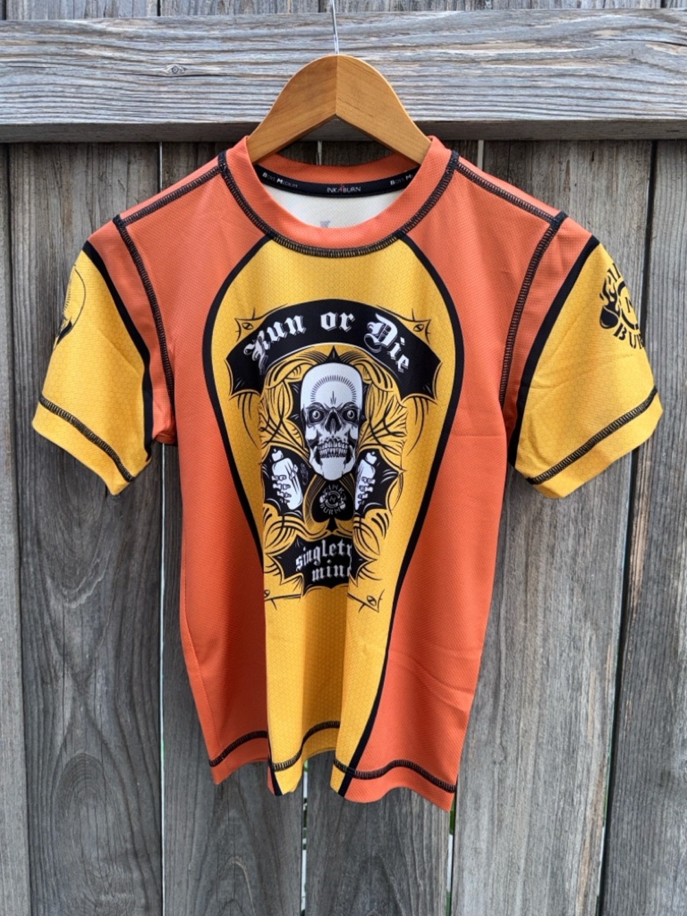 INKnBURN Candy Corn Run or Die Tech Shirt Size Medium